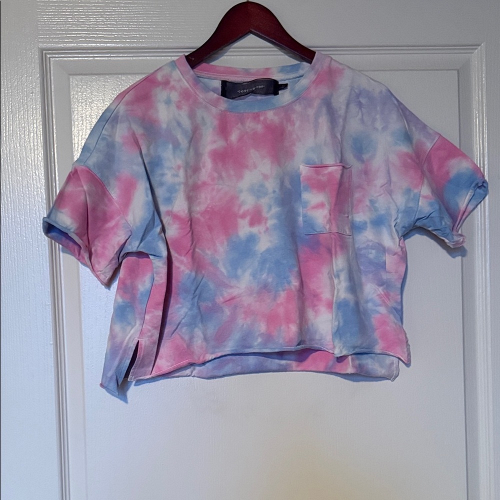 Tie-Dye Crop Top - Pink and Blue